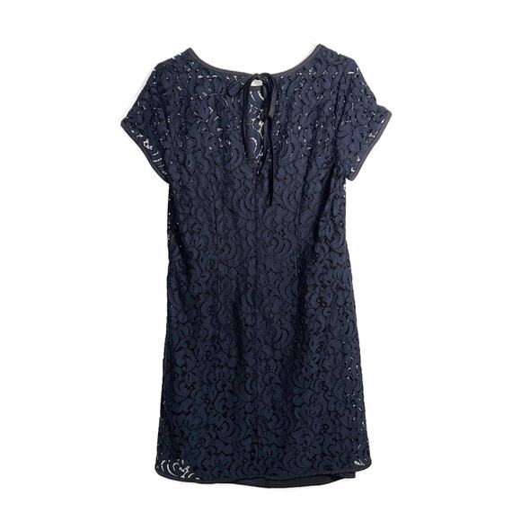 Ann Taylor LOFT Lace Shift Dress Women’s 10 Navy Short Sleeve Lined Cocktail - Picture 8 of 16